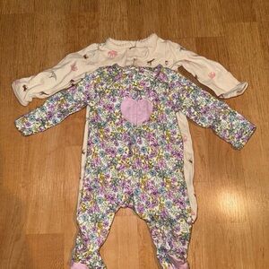 Carter's Purple Floral and Cream Animal Print Footies